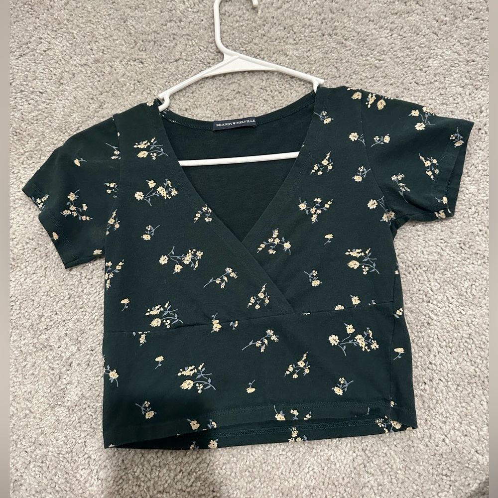 Brandy Melville green flower crop top